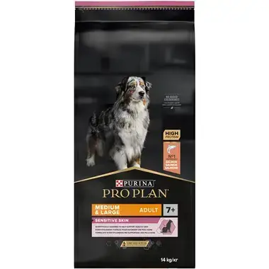 Erbjudande | Medium & Large Adult 7+ Sensitive Skin Salmon hundfoder – 14 kg