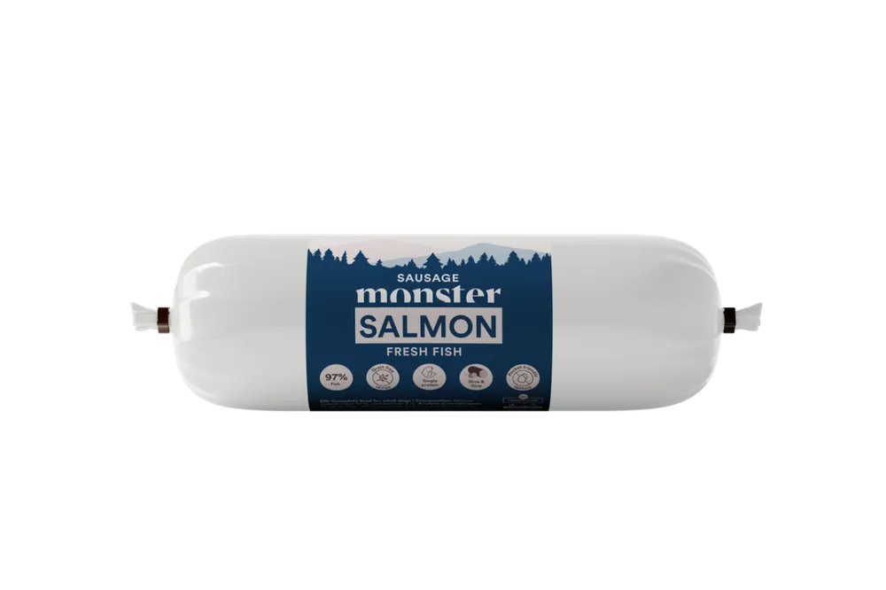 Dog Sausage Salmon Hundfoder – 12 x 400 g | Rabatter