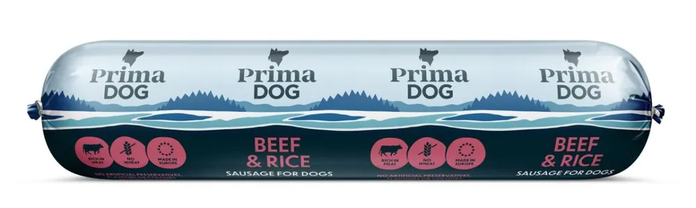 Kundernas favorit - Nöt & Ris Köttkorv Hundfoder – 12 x 800 g
