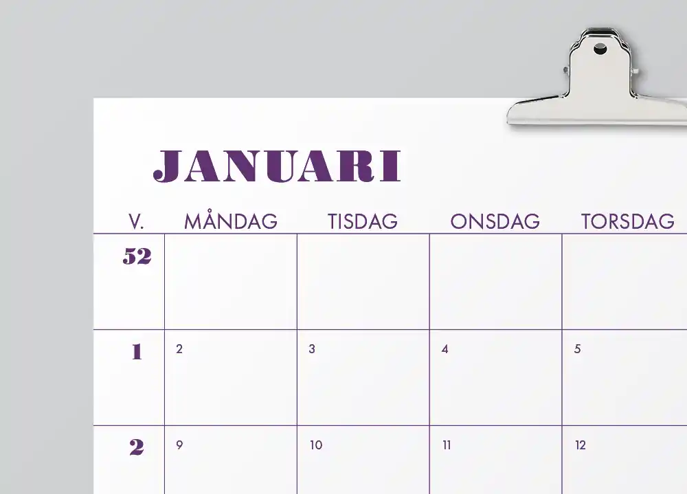 Enkel beställning | Väggkalender 2026 – Plommon