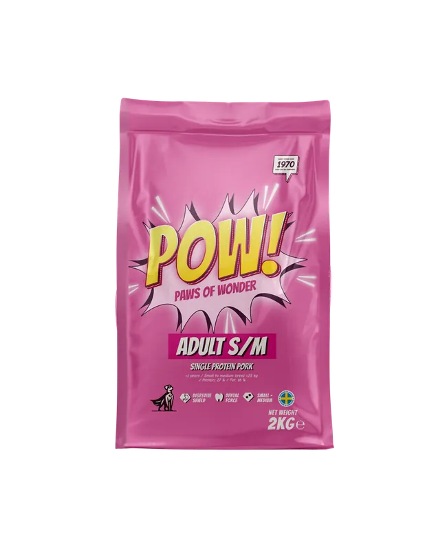 Mycket populär | Dog Adult Small/Medium Pork Torrfoder för Hund - 2 kg