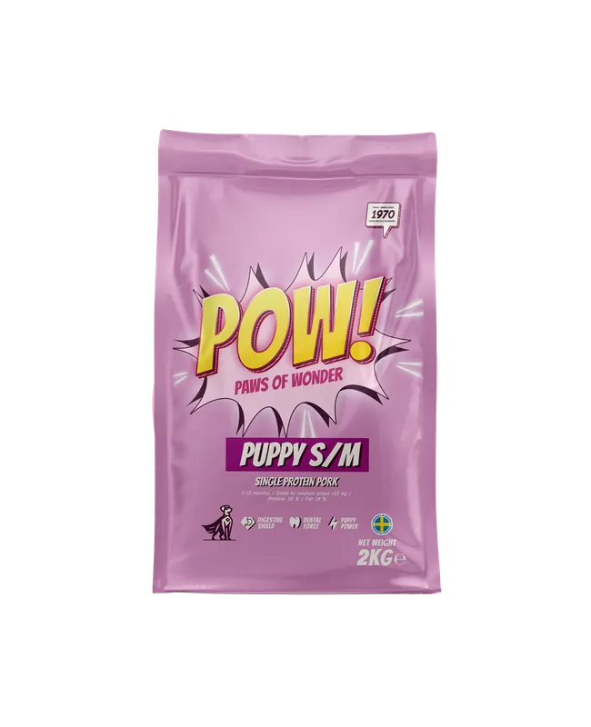 Nyhet hos oss - Dog Puppy Small/Medium Pork Torrfoder för Valp - 12 kg