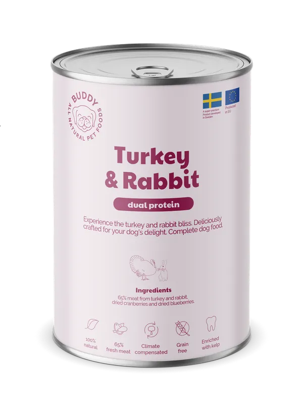 Försäljningssuccé | Turkey & Rabbit Våtfoder för Hund - 6 x 400 g