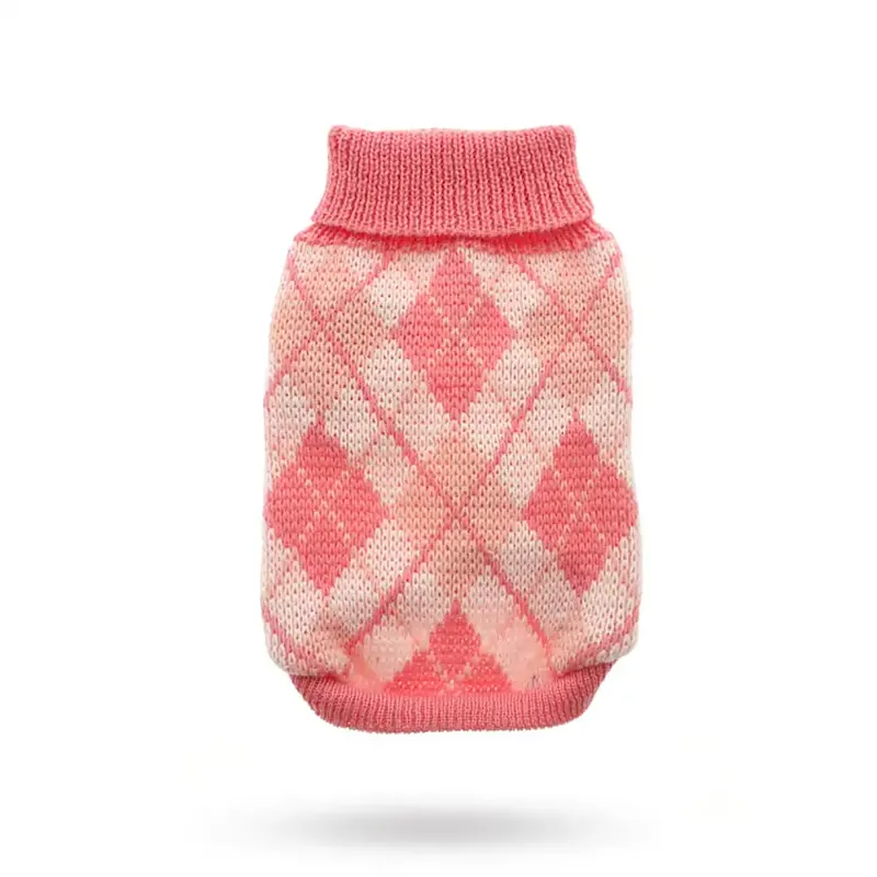 Expressfrakt | Pink Argyle – Stickad Hundtröja