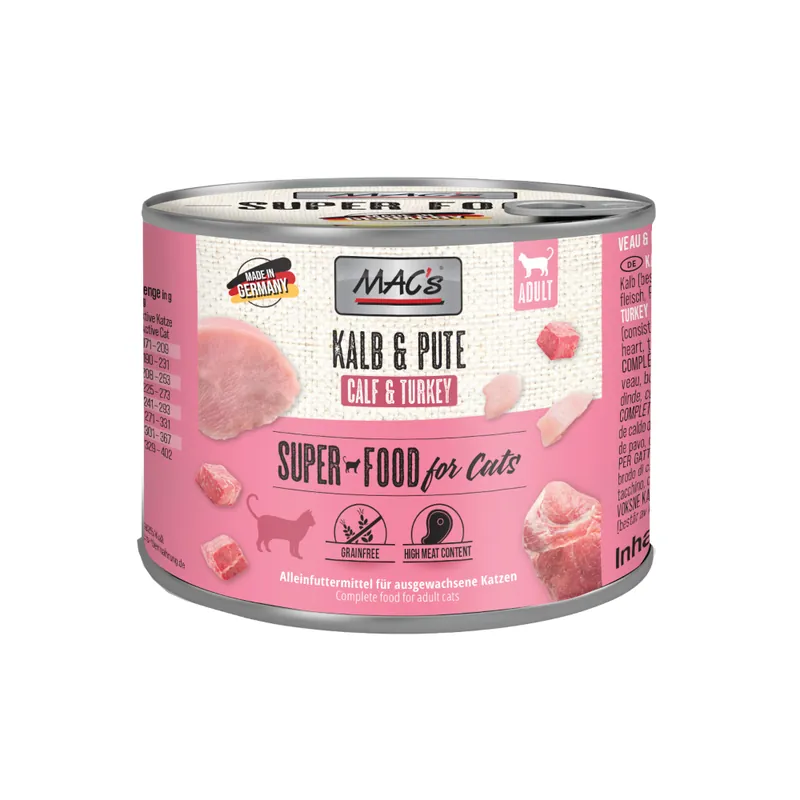 Nyhet i sortimentet | Ekonomipack MAC’s Cat kattfoder 12 x 200 g – Kalv & kalkon