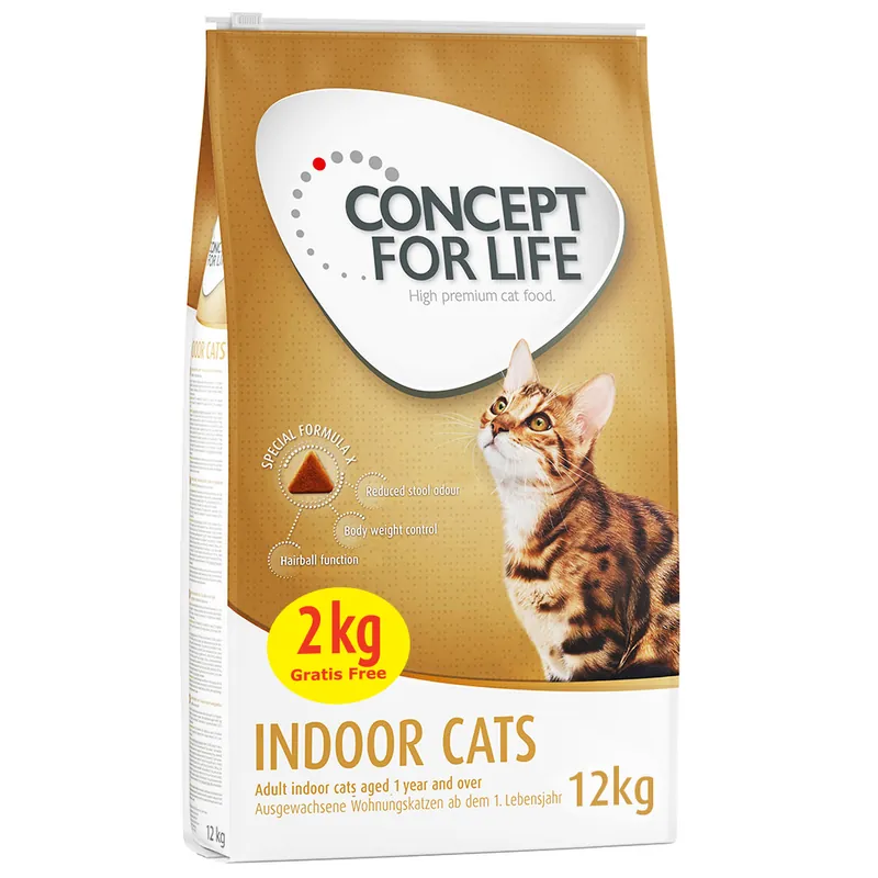 10 + 2 kg på köpet! 12 kg Concept for Life torrfoder katt – Indoor Cats (10 + 2 kg) | Sänkt pris