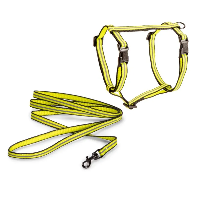Basic Cat Reflective Kattsele & Koppel (Gul) | Enkel beställning