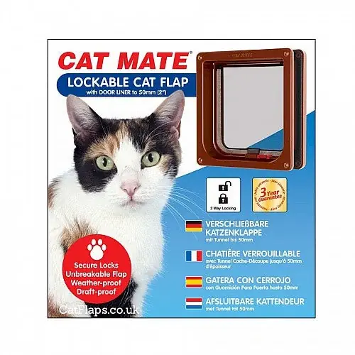 Extra rabatt | PetMate Lockable Cat Flap + Liner Brown 16.5×17.4cm