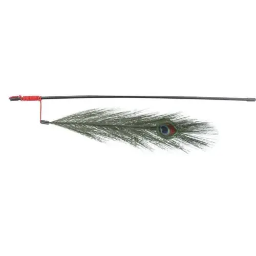 Ta chansen | Trixie Playing rod with peacock feather, 47 cm