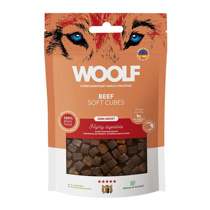 Hundgodis Woolf Soft Cubes Beef 100 g | Endast idag