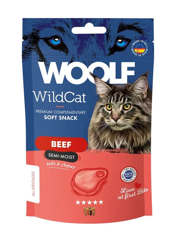 Efterfrågad | Kattgodis Woolf Wildcat Snacks Beef 50 g