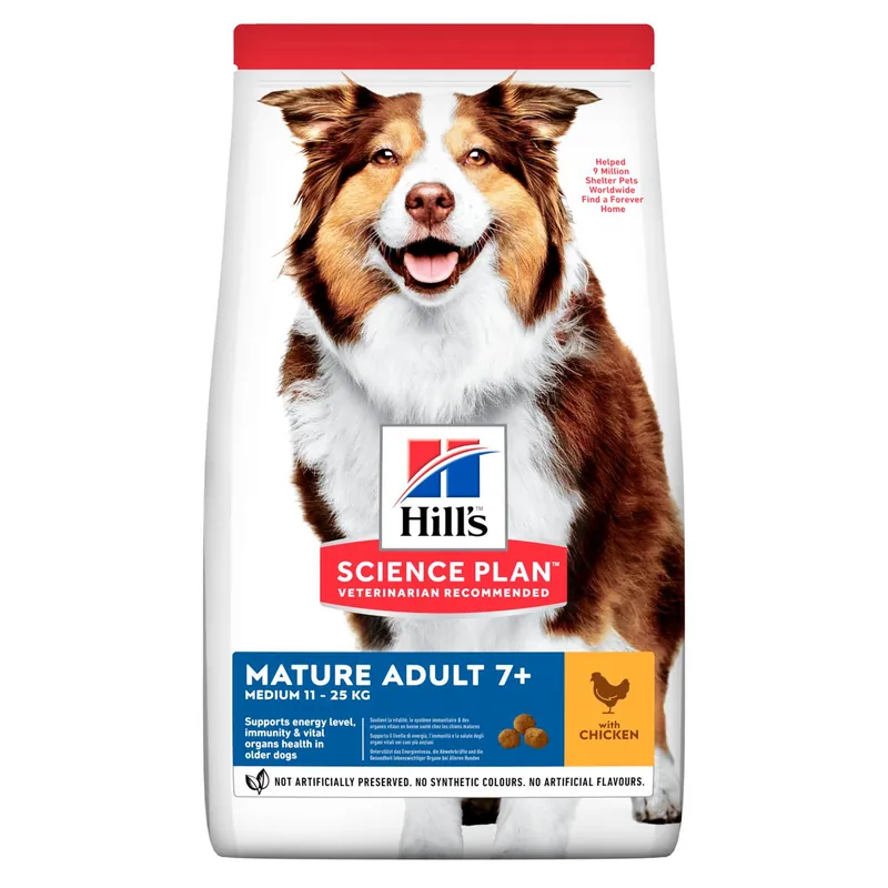Mycket populär | Mature Adult 7+ Medium torrfoder med kyckling Hundfoder - 18 kg