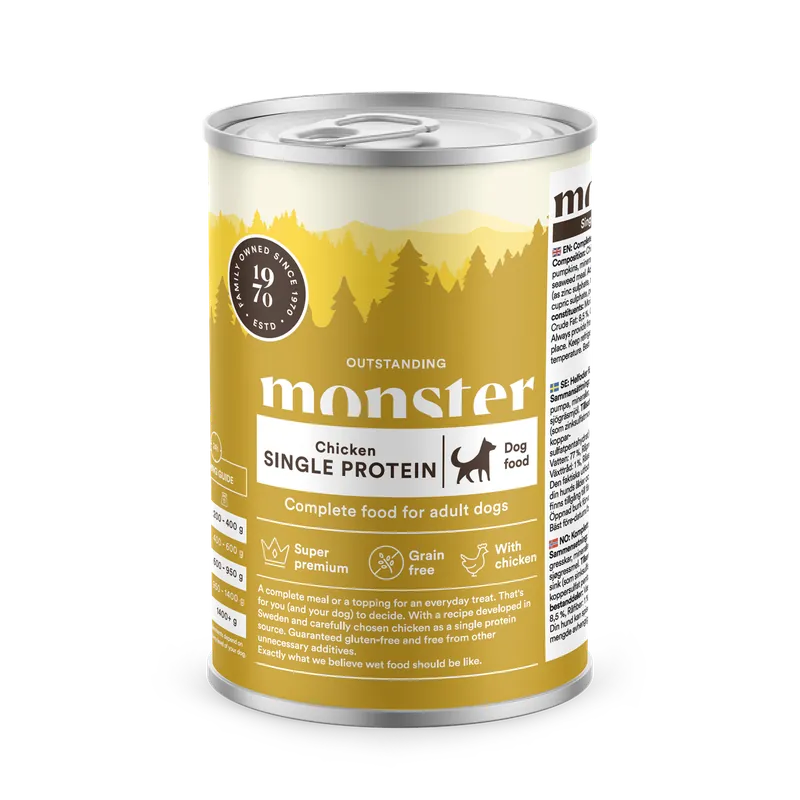 Dog Adult Single Protein Chicken våtfoder - 6 x 400g | Premium