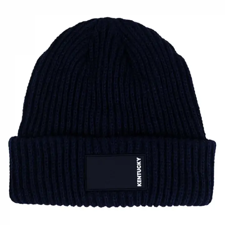 Mössa Beanie Rubber Logo Marinblå - Kundfavorit